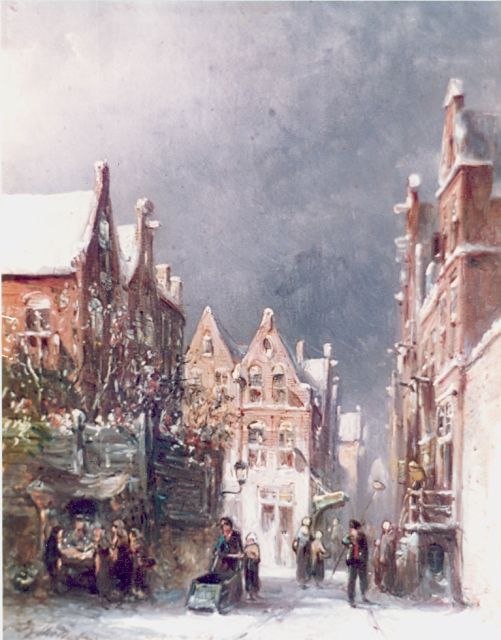 Petrus Gerardus Vertin | A snowy Dutch town, oil on panel, 20.0 x 15.0 cm, signed l.l. and dated '87