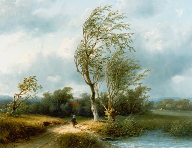 Johannes Gijsbert Vogel | Stormy weather, oil on panel, 32.0 x 41.7 cm, signed l.l.
