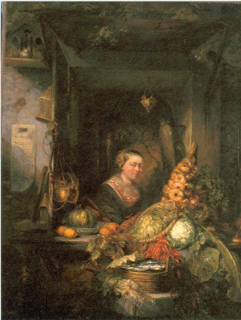 Vos M.  | Vegetable-seller, oil on canvas 44.5 x 35.0 cm