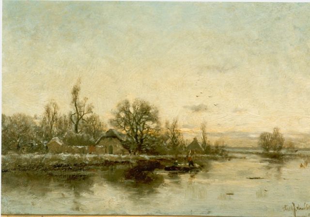 Rossum du Chattel F.J. van | Landscape, oil on panel 23.5 x 35.2 cm, signed l.r.