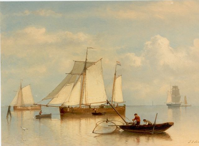 Johan Rust | Anchored boats, oil on panel, 25.9 x 35.8 cm, signed l.r.