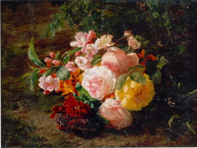 Gerardine van de Sande Bakhuyzen | Bouquet of roses, oil on panel, 30.5 x 41.3 cm, signed l.r.