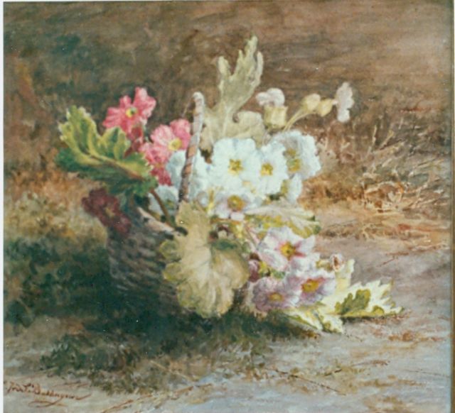 Sande Bakhuyzen G.J. van de | Flowers in a basket, watercolour on paper 44.5 x 37.3 cm, signed l.l.