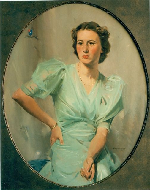 Piet van der Hem | Portrait of a seated lady, oil on canvas, 100.0 x 77.0 cm, signed l.r.