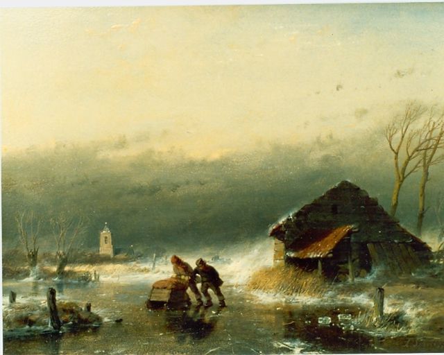 Schelfhout A.  | A winter landscape, oil on panel 17.8 x 23.5 cm, signed l.r.