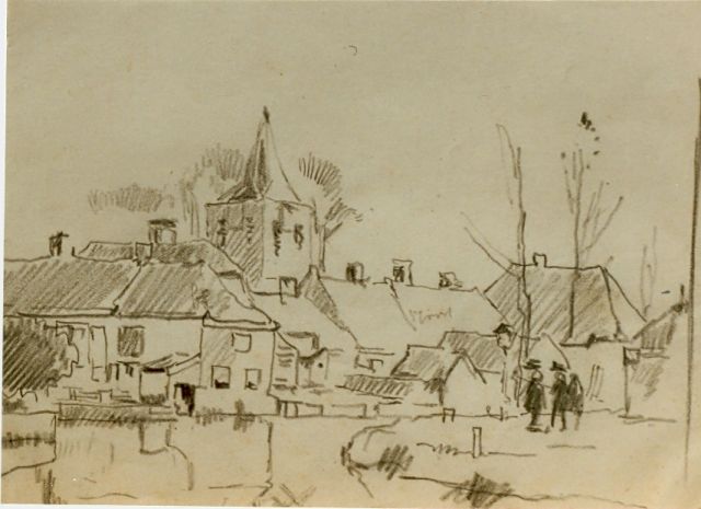 Vreedenburgh C.  | View of a village, pencil on paper 12.0 x 17.0 cm