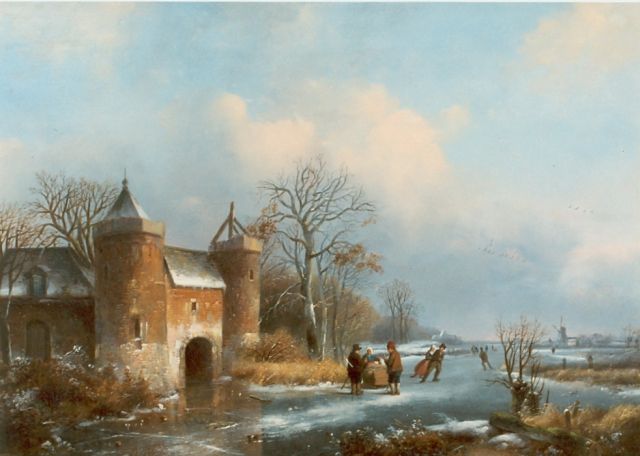 Johannes Petrus van Velzen | Ice sports, oil on panel, 33.0 x 45.0 cm, signed l.l.