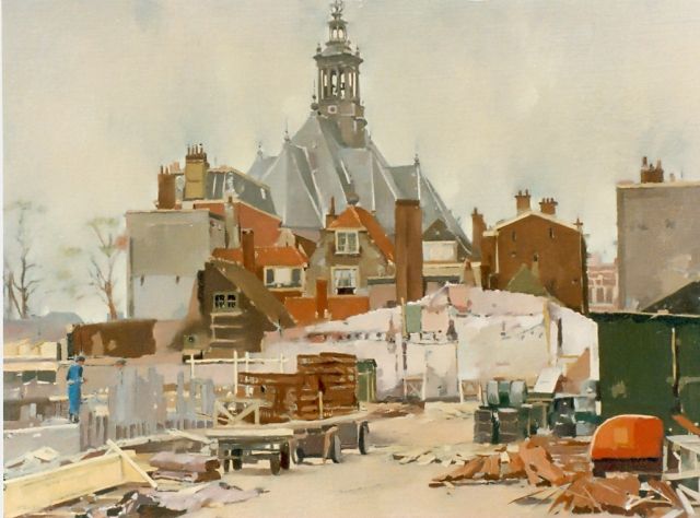 Frits Verdonk | The 'Spui', The Hague, oil on canvas, 44.0 x 74.0 cm, signed l.l.