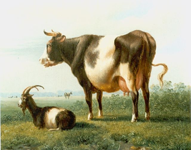 Albertus Verhoesen | Cattle in a meadow, oil on canvas, 14.3 x 16.5 cm, signed l.r.