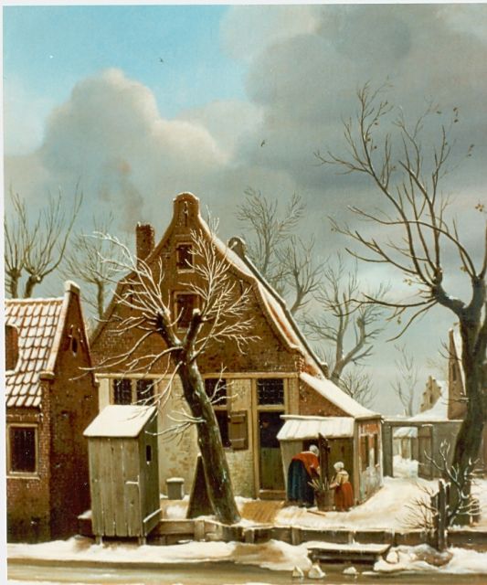 Hansen C.L.  | A farm in winter, oil on canvas 53.5 x 44.0 cm, signed l.r.