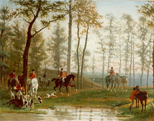Schermer C.A.J.  | Hunting, oil on canvas 52.0 x 69.7 cm, signed l.r.