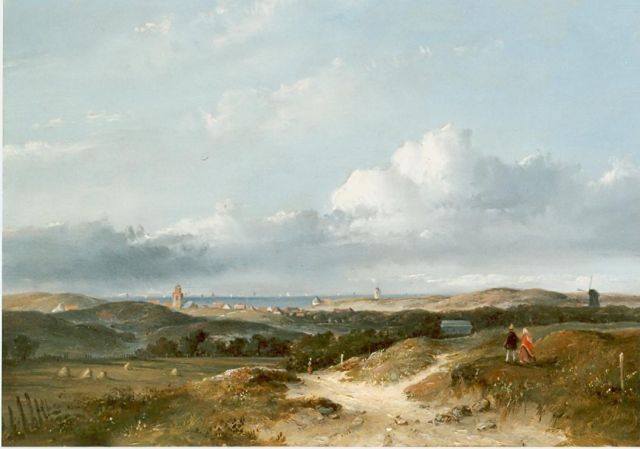 J.G. Hans | Panoramic landscape, Katwijk aan Zee in the distance, oil on panel, 26.0 x 34.7 cm, signed l.r.