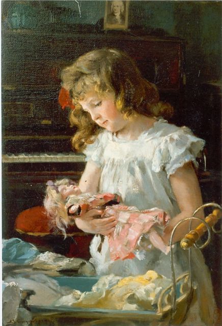 Groenewegen A.J.  | The artist's daughter Maria Aleida, oil on canvas 45.5 x 31.4 cm, signed l.l.