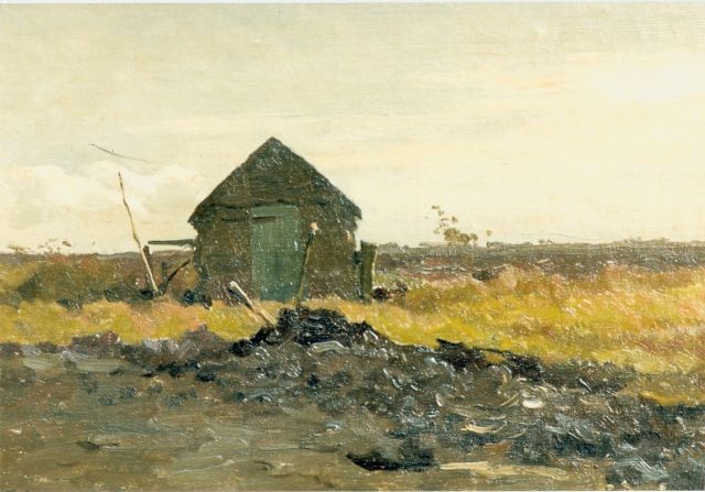 Tholen W.B.  | A shed, oil on canvas laid down on panel 19.0 x 28.5 cm, signed l.l. and dated '04