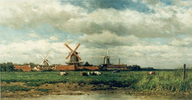 Willem Roelofs | Polder landscape, oil on panel, 35.5 x 68.5 cm, signed l.r.