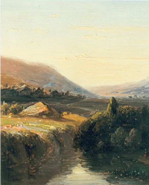 Nicolaas Roosenboom | Mountainous landscape, oil on panel, 11.0 x 9.0 cm, signed l.l.