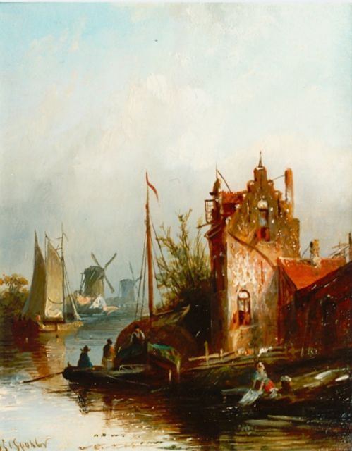 Jacob Jan Coenraad Spohler | A river landscape, oil on panel, 20.5 x 16.0 cm, signed l.l.