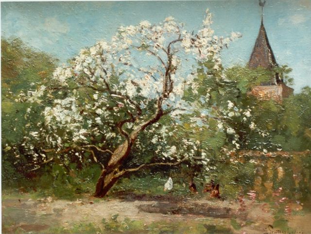 Louis Stutterheim | An orchard in spring, oil on canvas, 30.0 x 40.0 cm, signed l.r.
