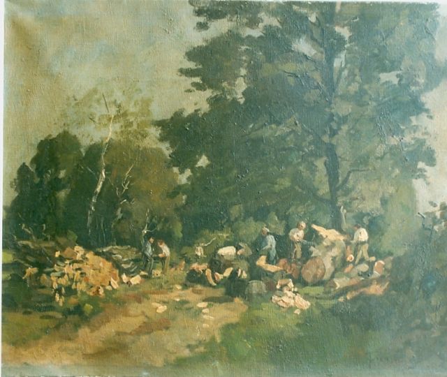 Jan van Vuuren | Gathering wood, oil on canvas, 29.0 x 36.0 cm, signed l.r.
