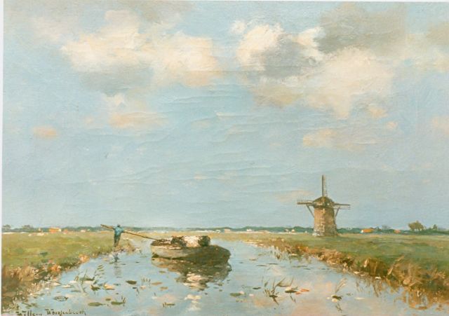 Weissenbruch W.J.  | Dutch polder landscape, oil on panel 30.5 x 40.7 cm, signed l.l.