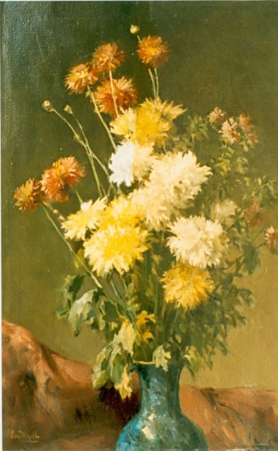 Windt Ch. van der | Bouquet of chrysanthemum, oil on canvas 60.4 x 40.0 cm, signed l.l.