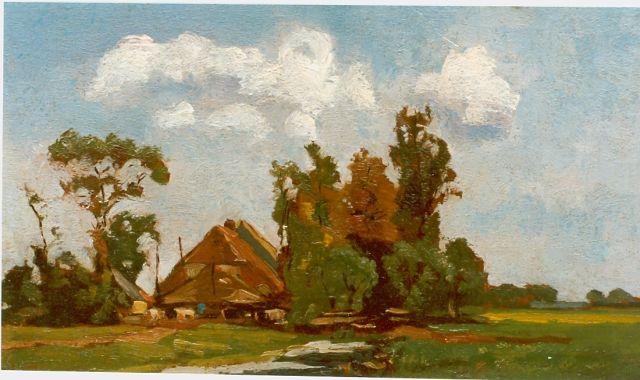 Zwart W.H.P.J. de | A polder landscape, oil on panel 24.5 x 42.7 cm, signed l.l.