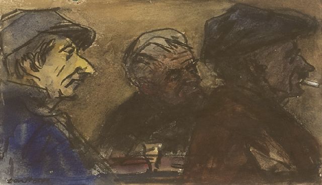 Hoope C.J.B. ten | Café Brun, Pont-en-Royans (Isère, France), charcoal and watercolour on paper 14.6 x 21.0 cm, signed l.l. and dated 'mei 1972, Laren'