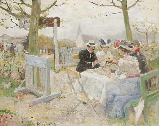 Adriaan de la Rivière | The Sunday outing, oil on canvas, 48.0 x 60.2 cm, signed l.l.