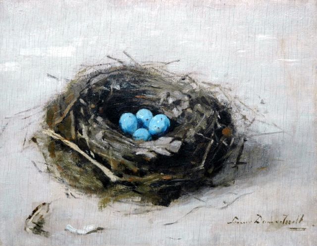 Lucie van Dam van Isselt | A bird's nest, oil on panel, 27.2 x 34.8 cm, signed l.r.