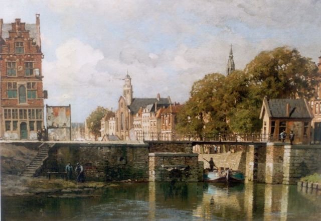 Karel Klinkenberg | View of a canal, Delfshaven, oil on canvas, 40.0 x 53.0 cm, signed l.r.