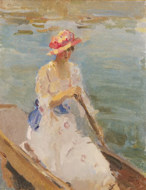 Isaac Israels | A young woman, rowing on the Thames, oil on canvas, 92.0 x 71.5 cm, signed l.r. and painted between 1913-1914