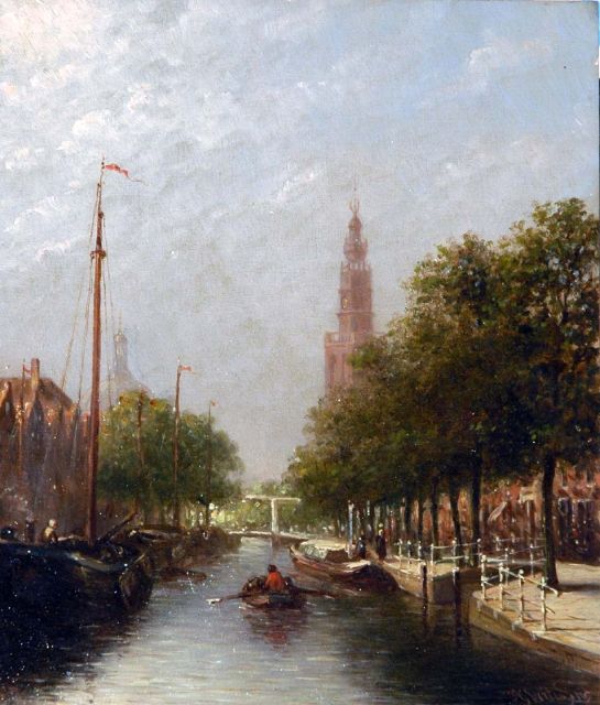 Vertin P.G.  | A capriccio view of Leiden, oil on panel 23.9 x 20.3 cm, signed l.r. and dated '85