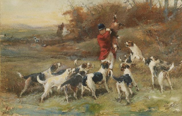 John Hulk jr. | The fox hunt, watercolour on paper, 27.3 x 43.5 cm, signed l.l.