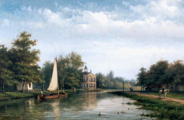 Jan H.B. Koekkoek | Country estate Rupelmonde, Vecht, oil on panel, 26.0 x 39.5 cm, signed l.l.