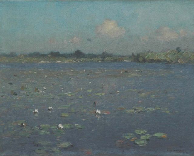 Knikker A.  | Water lilies, oil on canvas 24.4 x 30.4 cm, signed l.r.