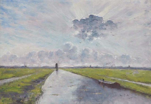 Siebe ten Cate | Polder landscape in diffused sunlight, oil on canvas, 38.3 x 55.2 cm, signed l.r. and dated 1901