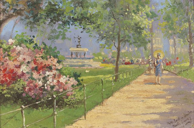 Charles Conway II | Hyde Park, London, oil on board, 19.6 x 29.5 cm, signed l.r. and dated 1924