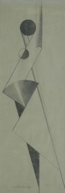 Leusden W. van | A dancer, black chalk on paper 73.5 x 26.0 cm, signed l.l. and dated 1922