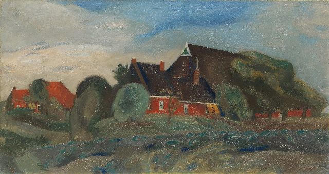 Jan Wiegers | Farmhouses near Groningen, oil on canvas, 40.1 x 75.0 cm, signed l.r. and painted circa 1930-1933