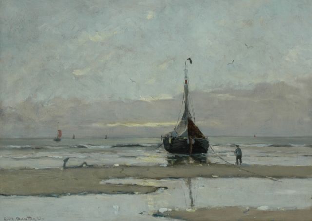 Munthe G.A.L.  | 'Bomschuit' on the beach, oil on canvas 51.2 x 71.0 cm, signed l.l. and dated '21