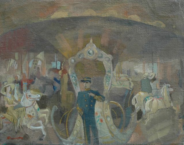 Leo Bervoets | Merry-go-round, oil on canvas, 36.0 x 46.3 cm, signed l.l.