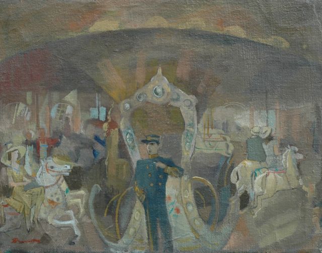 Leo Bervoets | Merry-go-round, oil on canvas, 36.0 x 46.3 cm, signed l.l.