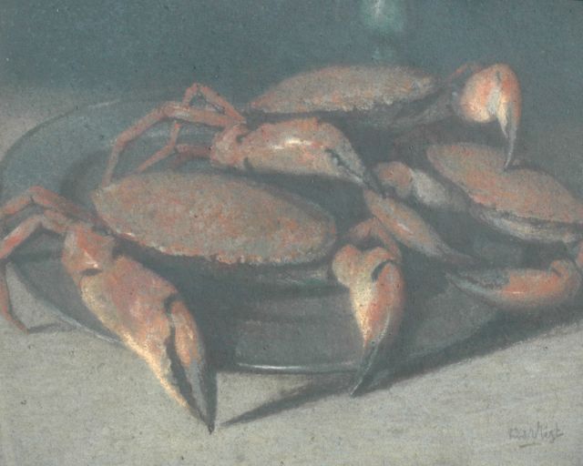 Vlist L. van der | Still life with crabs, pastel on paper 68.0 x 83.0 cm, signed l.r.