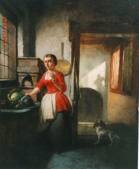 Hendricus Johannes Scheeres | The servant, oil on panel, 18.2 x 14.8 cm, signed u.r.