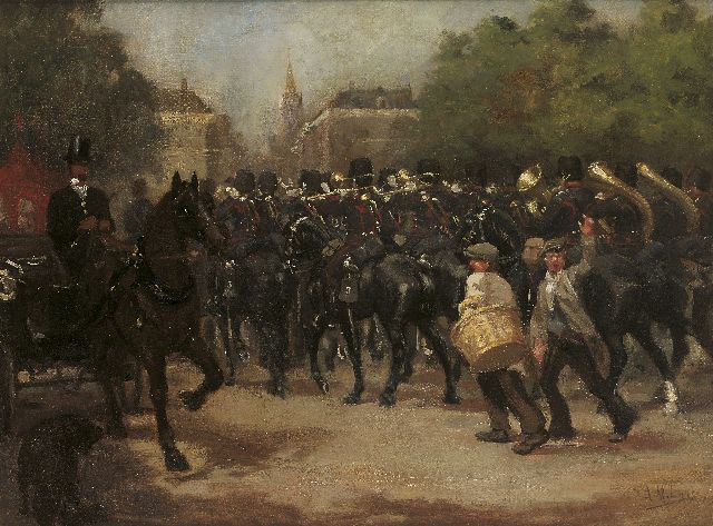 Thies Luijt | Mounted military orchestra, oil on canvas, 60.8 x 80.8 cm, signed l.r.