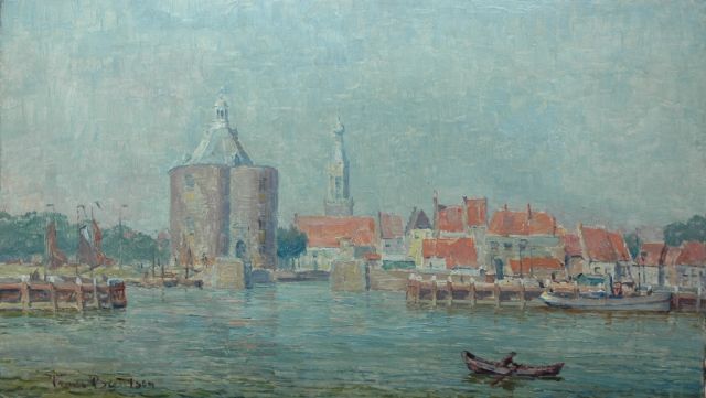 Berntsen F.J.J.A.A.  | The harbour of Enkhuizen, oil on board 44.0 x 75.7 cm, signed l.l.