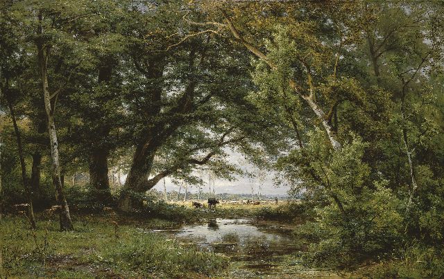 Jan Willem van Borselen | A forest view, oil on canvas, 76.0 x 120.0 cm, signed l.l.