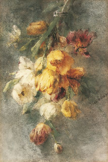 Margaretha Roosenboom | A bouquet of tulips, watercolour and gouache on paper, 74.0 x 49.8 cm, signed r.c. and to be dated 1893-1896