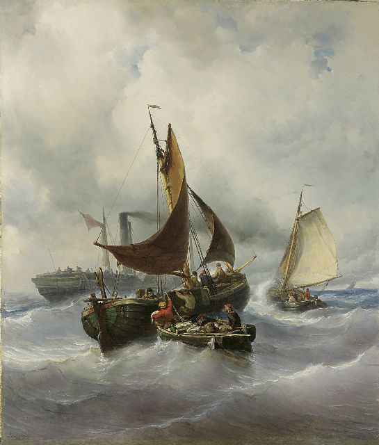 Louis Meijer | Transfering the catch, oil on canvas, 147.3 x 125.5 cm, signed l.l. and dated 1848