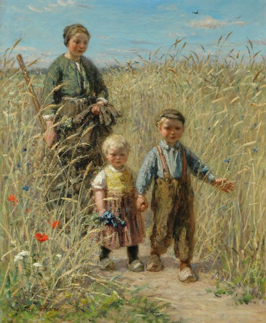 Jan Zoetelief Tromp | Homewards through the grain field, oil on canvas, 65.0 x 53.5 cm, signed l.l.